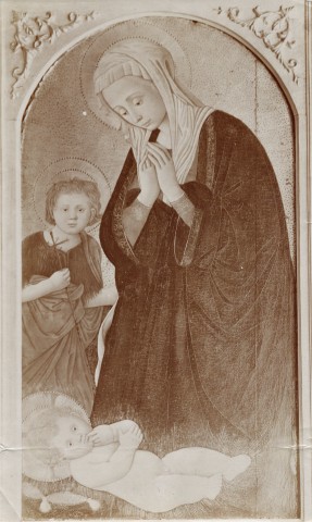 Anonimo — Pseudo Pier Francesco Fiorentino - sec. XV - Madonna in adorazione del Bambino con san Giovannino — insieme